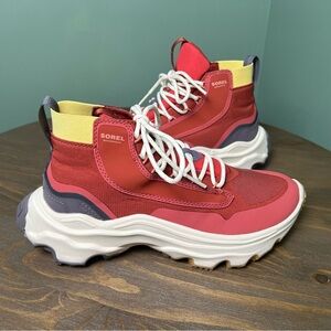 Sorel Women Red Kinetic Breakthru Venture Mid Ankle Waterproof Boots Sneaker 7.5